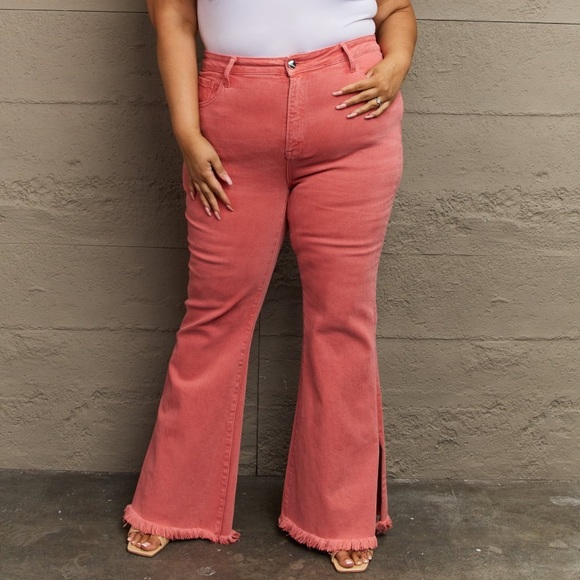 RISEN High Waist Side Slit Flare Jeans